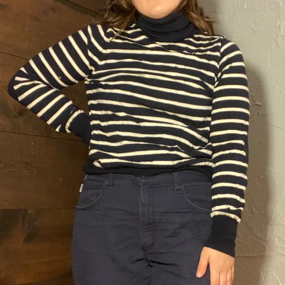 J. Crew Sweaters - Navy & White Striped J. Crew Turtleneck